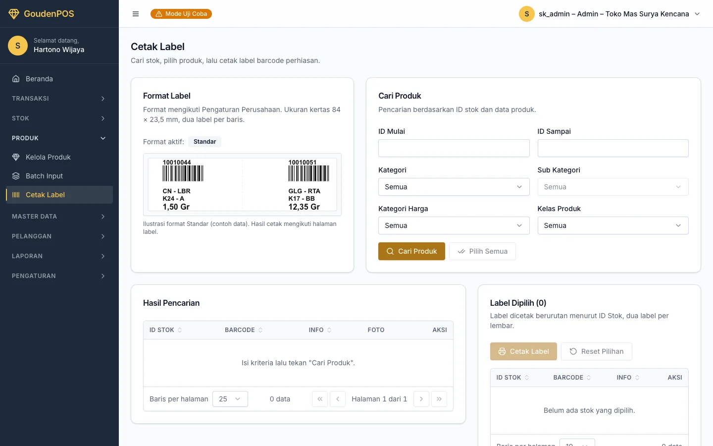 Cetak Barcode Produk